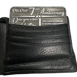 7. siebten Jahrestag Sentimental Metall Brieftasche oder Geldbörse Keepsake Karte Geschenk - Nettes Geschenk-Set von Ehemann Frau Freund Freundin Partner
