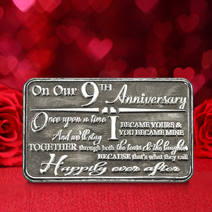 9° Anniversario Portafoglio sentimentale in metallo o Portafoglio Keepsake Card - Set regalo carino da marito moglie fidanzato fidanzata partner