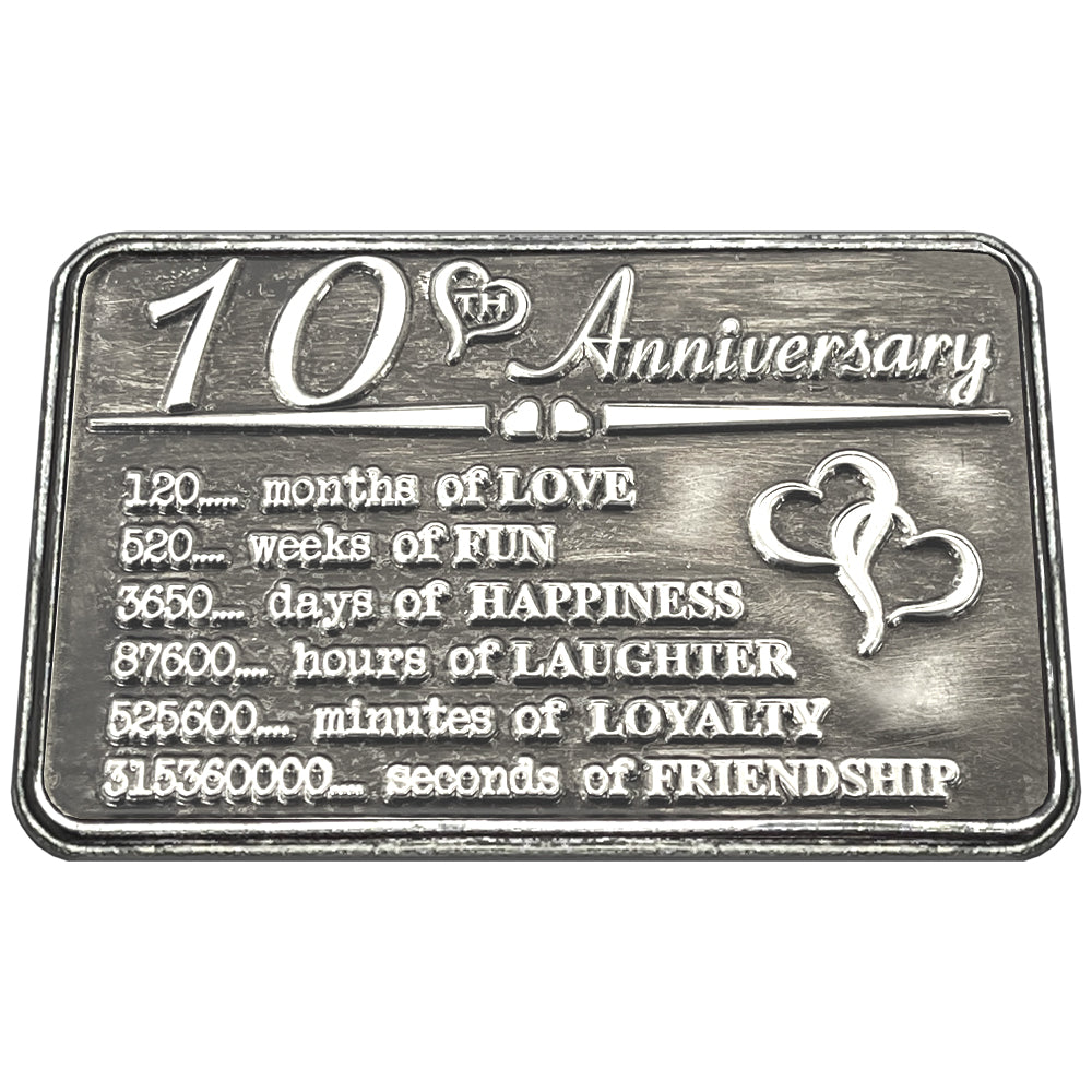 Buy 10th Anniversary Card, 10th Anniversary Gift for Husband, 10 Year Anniversary  Gift for Wife, 10 Years of Marriage, 10th Year Marriage Online in India -  Etsy
