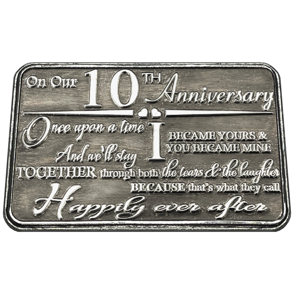 10th Tenth Anniversary Sentimental Metal Wallet or Purse Keepsake Card -  UK-englishpewter