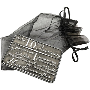 10° decimo anniversario sentimentale in metallo portafoglio o borsa Keepsake Card Gift - Cute Gift Set Da Marito Moglie Fidanzato Fidanzata Partner