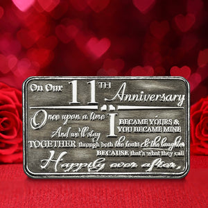 11ème Onzième Anniversaire Portefeuille ou porte-monnaie métallique Sentimental Keepsake Card Gift - Cute Gift Set From Husband Wife Boyfriend Girlfriend Partner