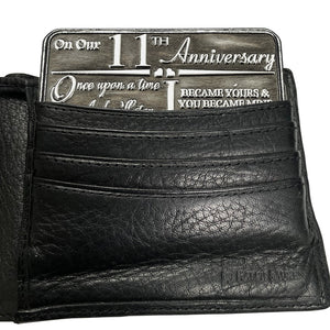 Undicesimo anniversario sentimentale in metallo portafoglio o borsa Keepsake Card Gift - Carino regalo impostato da marito moglie fidanzato fidanzata partner