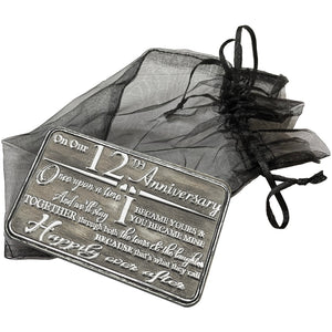 12. zwölften Jahrestag Sentimental Metall Brieftasche oder Geldbörse Keepsake Karte Geschenk - Nettes Geschenk-Set von Ehemann Ehefrau Freund Freundin Partner