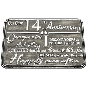 14° quattordicesimo anniversario sentimentale metallo portafoglio o borsa Keepsake Card regalo - Carino regalo impostato da marito moglie fidanzato fidanzata partner