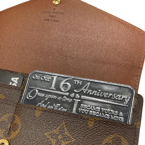 Portefeuille ou porte-monnaie en métal pour cartes de vœux du 16e anniversaire - Cadeau mignon du mari, de l'épouse, du petit ami, de la petite amie et du partenaire.