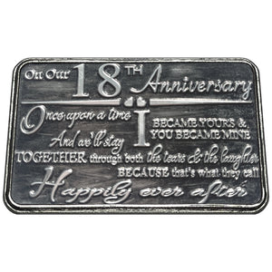 18th Eighteenth Anniversary Sentimental Metal Wallet or Purse Keepsake Card Gift - Cute Gift Set From Husband Wife Boyfriend Girlfriend Partner