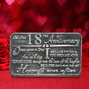 18th Eighteenth Anniversary Sentimental Metal Wallet or Purse Keepsake Card Gift - Cute Gift Set From Husband Wife Boyfriend Girlfriend Partner