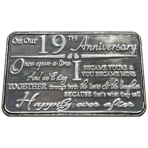 Diciannovesimo anniversario sentimentale in metallo portafoglio o borsa Keepsake Card Gift - Regalo carino impostato da marito moglie fidanzato fidanzata partner
