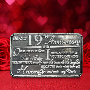 19th Nineteenth Anniversary Sentimental Metal Wallet or Purse Keepsake Card Gift - Cute Gift Set From Husband Wife Boyfriend Girlfriend Partner