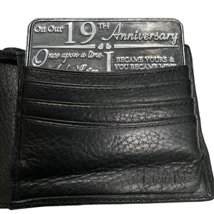 Portefeuille ou porte-monnaie en métal pour cartes de vœux du 19e anniversaire - Cadeau mignon du mari, de l'épouse, du petit ami, de la petite amie et du partenaire.