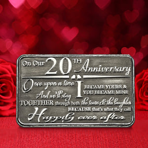 20th Twentieth Anniversary Sentimental Metal Wallet or Purse Keepsake Card Gift - Cute Gift Set From Husband Wife Boyfriend Girlfriend Partner