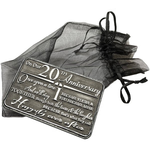 20th Twentieth Anniversary Sentimental Metal Wallet or Purse Keepsake Card Gift - Cute Gift Set From Husband Wife Boyfriend Girlfriend Partner