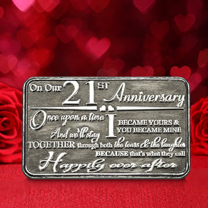 21st Twenty-First Anniversary Sentimental Metal Wallet or Purse Keepsake Card Gift - Cute Gift Set From Husband Wife Boyfriend Girlfriend Partner