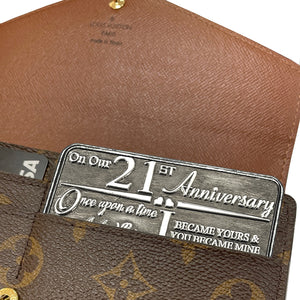 21st Twenty-First Anniversary Sentimental Metal Wallet or Purse Keepsake Card Gift - Cute Gift Set From Husband Wife Boyfriend Girlfriend Partner