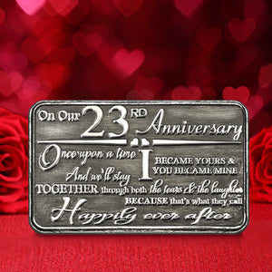 23rd Twenty Third Anniversary Sentimental Metal Wallet or Purse Keepsake Card Gift - Cute Gift Set From Husband Wife Boyfriend Girlfriend Partner