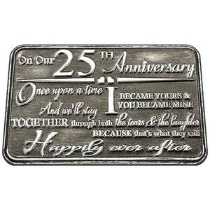 25th Twenty Fifth Anniversary Sentimental Metal Wallet oder Purse Keepsake Card Gift - Cute Gift Set From Husband Wife Boyfriend Girlfriend Partner