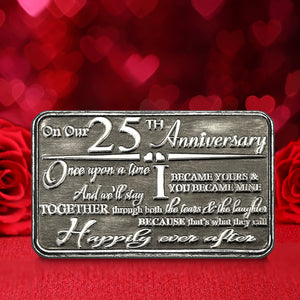 25th Twenty Fifth Anniversary Sentimental Metal Wallet or Purse Keepsake Card Gift - Cute Gift Set From Husband Wife Boyfriend Girlfriend Partner