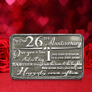 26ème vingt-sixième anniversaire Portefeuille ou porte-monnaie en métal pour cartes de vœux - Cadeau mignon du mari, de l'épouse, du petit ami, de la petite amie et de son partenaire