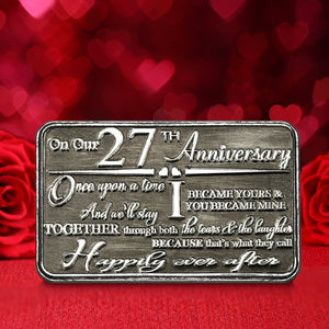 27ème Vingt-septième Anniversaire Portefeuille ou Porte-monnaie métallique Sentimental Keepsake Card Gift - Cute Gift Set From Husband Wife Boyfriend Girlfriend Partner