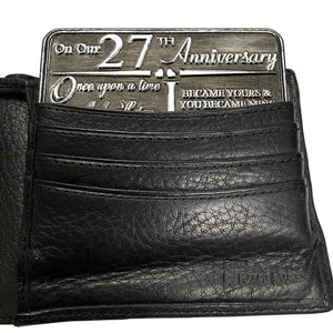 27th Twenty Seventh Anniversary Sentimental Metal Wallet or Purse Keepsake Card Gift - Cute Gift Set From Husband Wife Boyfriend Girlfriend Partner