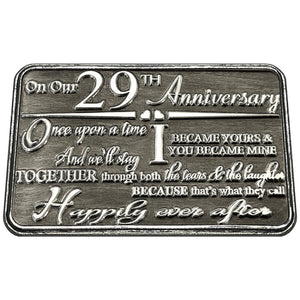 29° ventinovesimo anniversario sentimentale in metallo portafoglio o borsa Keepsake Card Gift - Regalo carino impostato da marito moglie fidanzato fidanzata partner
