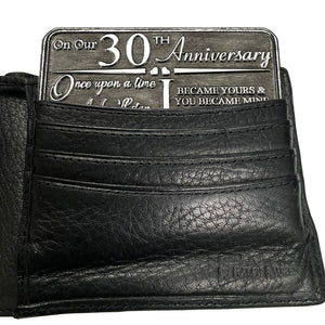 Portefeuille ou porte-monnaie en métal pour carte de vœux du 30e anniversaire - Cadeau mignon du mari, de l'épouse, du petit ami, de la petite amie et du partenaire.