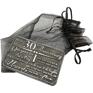 30th Thirtieth Anniversary Sentimental Metal Wallet or Purse Keepsake Card Gift - Cute Gift Set From Husband Wife Boyfriend Girlfriend Partner