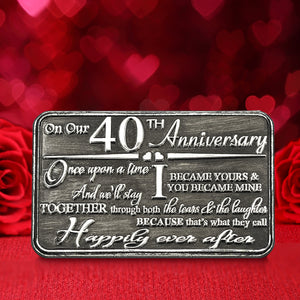 40th Fortieth Anniversary Sentimental Metal Wallet or Purse Keepsake Card Gift - Cute Gift Set From Husband Wife Boyfriend Girlfriend Partner