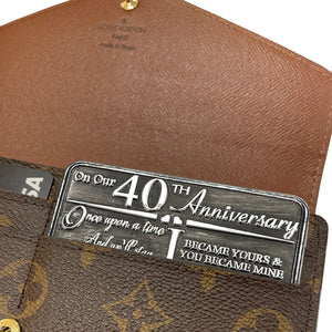 40th Fortieth Anniversary Sentimental Metal Wallet or Purse Keepsake Card Gift - Cute Gift Set From Husband Wife Boyfriend Girlfriend Partner