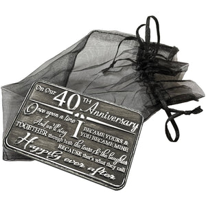 40. vierzigsten Jahrestag Sentimental Metall Brieftasche oder Geldbörse Keepsake Karte Geschenk - Nettes Geschenk-Set von Ehemann Frau Freund Freundin Partner