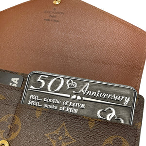 50th Fiftieth Anniversary Sentimental Metal Wallet or Purse Keepsake Card Gift - Cute Gift Set From Husband Wife Boyfriend Girlfriend Partner