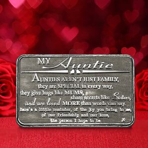 Auntie Sentimental Metal Wallet or Purse Keepsake Card Gift - Cute Gift Set From Niece Nephew for Women