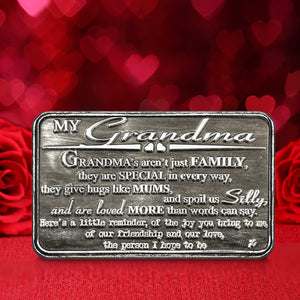 Grandma Sentimental Metal Wallet or Purse Keepsake Card Gift - Cute Gift Set From Grandon Granddaughter Son Daughter Family