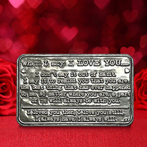 Portafoglio o borsellino sentimentale in metallo I Love You Keepsake Card Gift