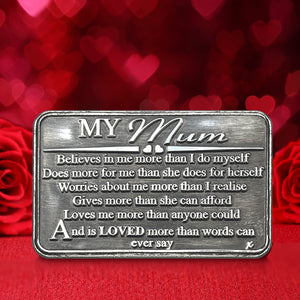 Mothers Day Gift I Love You Mum Sentimental Metal Wallet or Purse Keepsake Card Gift- Cute Gift Set From Daughter Son For Women