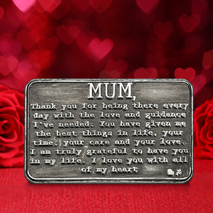 Cadeau pour la fête des mères Je t'aime Maman Portefeuille en métal ou porte-monnaie en forme de carte souvenir - Cadeau mignon de la fille du fils pour les femmes