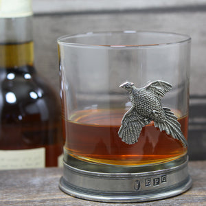 Bicchiere di vetro per whisky in peltro 11oz Pheasant Pewter