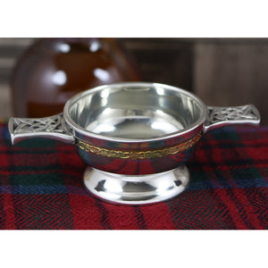 2.5 Inch Brass Celtic Band Pewter Quaich Bowl