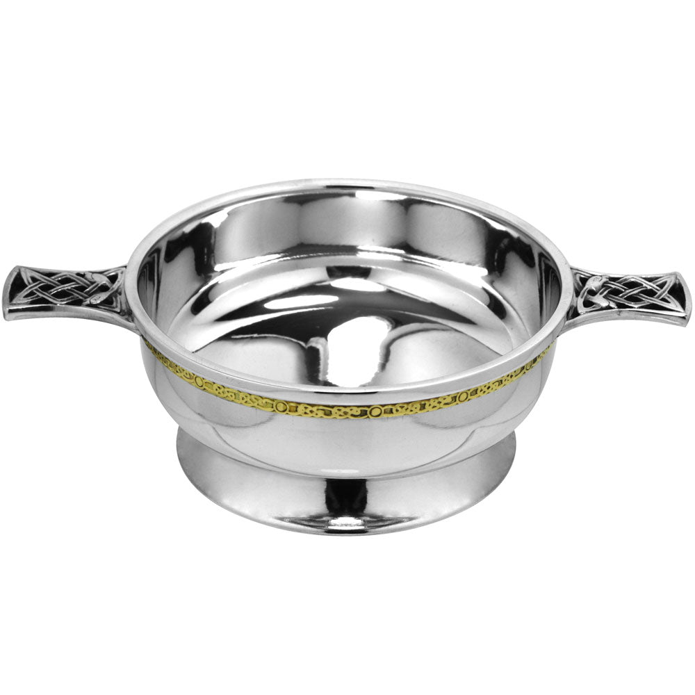 4,5 pollici in ottone banda celtica peltro ciotola Quaich