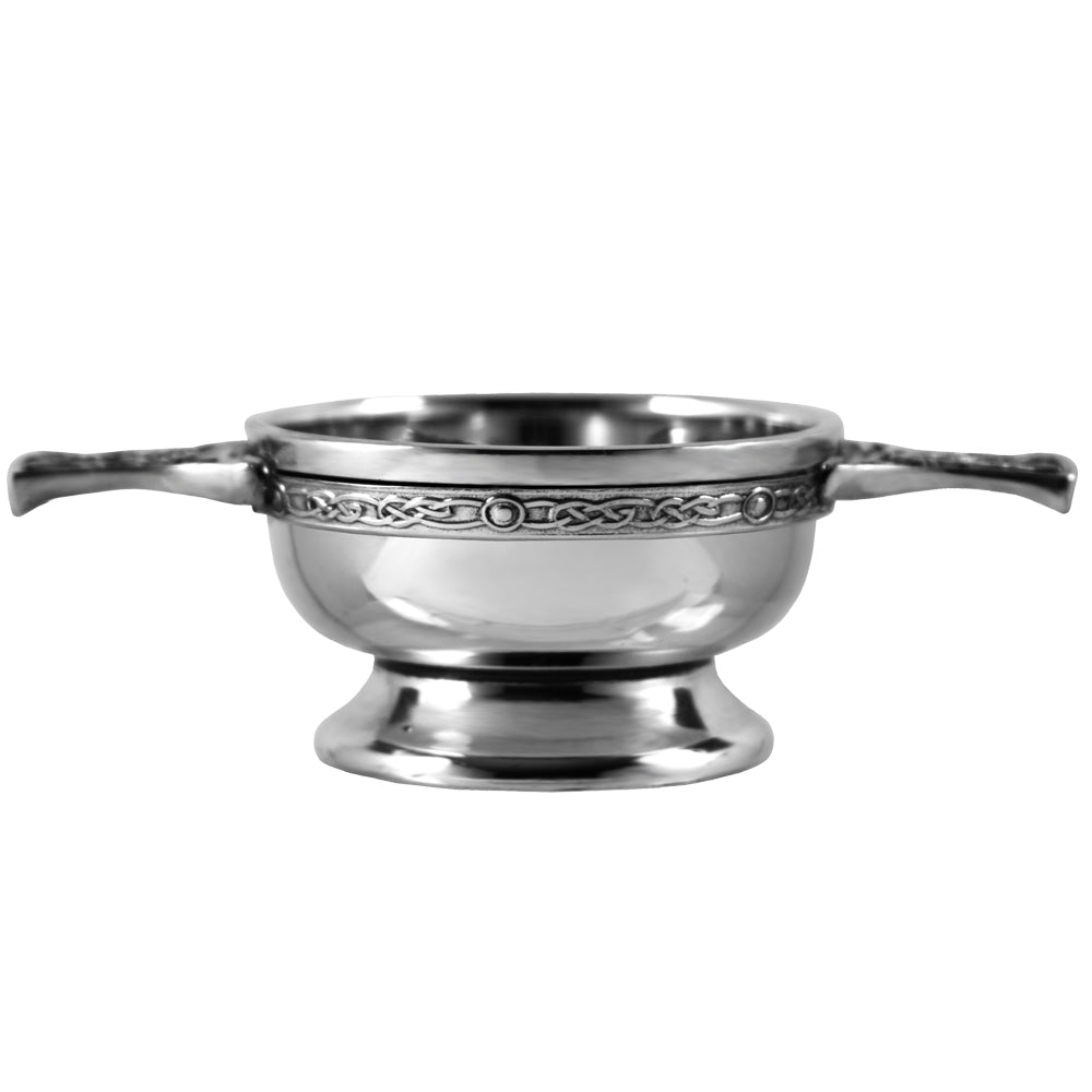2.5 Inch Celtic Knot Handle Pewter Quaich Bowl