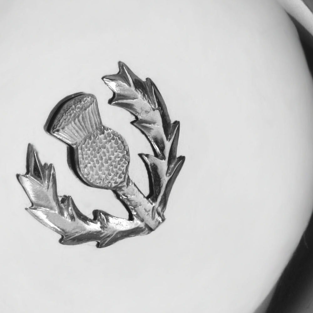 4,5 pollici Celtic Knot Handle Pewter Quaich Bowl con cardo scozzese Badge