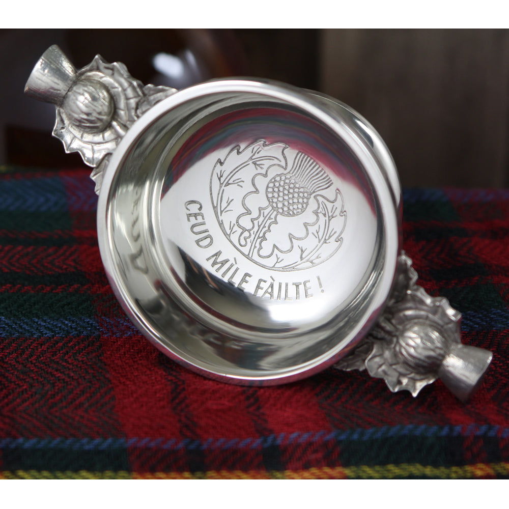 2.5 Inch Celtic Pewter Quaich Bowl - &#39;Ceud Mile Failte&#39;