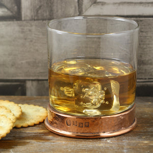 Bicchiere di vetro per whisky in peltro martellato 11oz Copper Pewter Rose