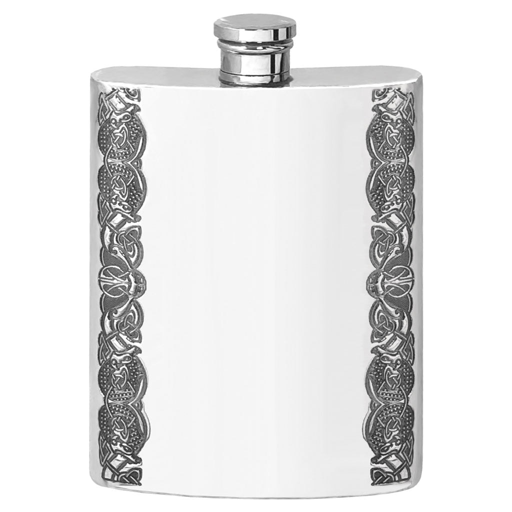 6oz Stainless Steel Hip Flask With Pewter Fishing Trout Emblem
