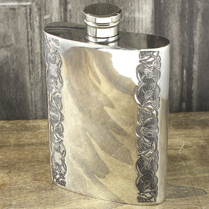 6oz Pewter Hip Flask with Linear Celtic Design