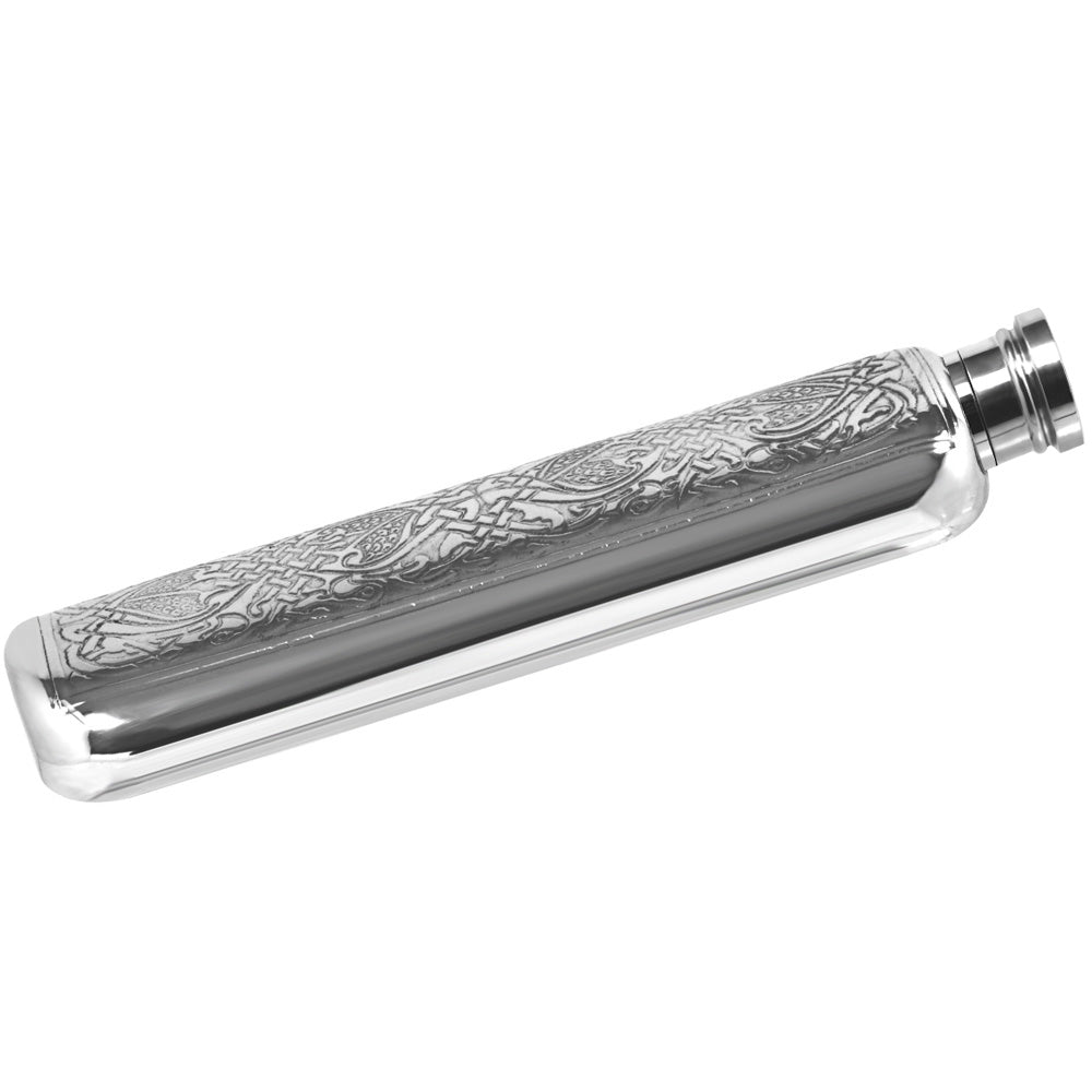 3oz Slimline Pewter Hip Flask with Intricate Celtic Design