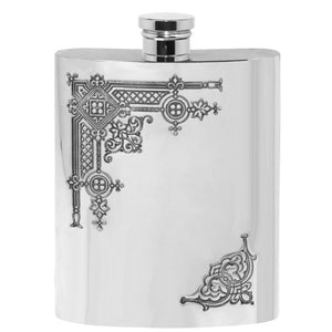 6oz Pewter Hip Flask with Gothic Styling