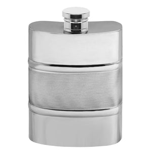 4oz Pewter Hip Flask With Satin Centre Band