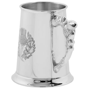 1 Pint Pewter Beer Mug Tankard with Embossed Scottish Thistle Design